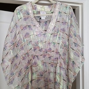 Shimmery metallic water lily tunic dress top